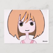 Verlegen glimlach in roze briefkaart (Achterkant)