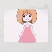Verlegen glimlach in roze briefkaart (Voorkant)