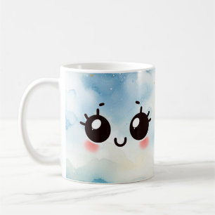 Verlegen glimlach waterverf emoji koffiemok