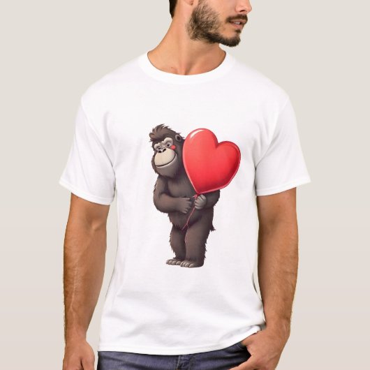 Verlegen Gorilla met Hartballon T-shirt (Voorkant)