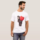 Verlegen Gorilla met Hartballon T-shirt (Voorkant volledig)
