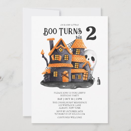 Verlegen kleine boe draait 2 Halloween verjaardags Kaart (Voorkant)