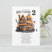 Verlegen kleine boe draait 2 Halloween verjaardags Kaart (Staand voorkant)