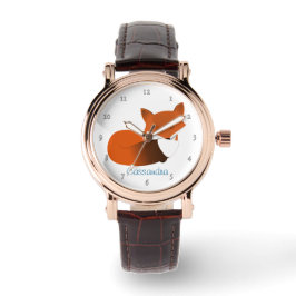 Verlegen kleine rode vos gepersonaliseerd horloge