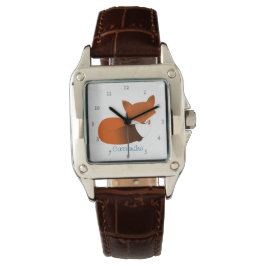 Verlegen kleine rode vos gepersonaliseerd horloge