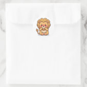 Verlegen Leeuw Ronde Sticker (Tas)
