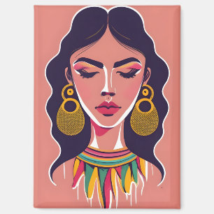 Verlegen meisje knippert magneet