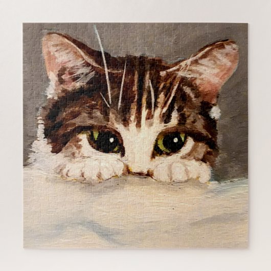 Verlegen & Nieuwsgierig Tabby Kitten Legpuzzel (Verticaal)