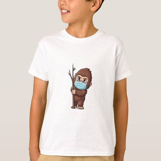 Verlegen Sasquatch gezichtsmasker voor kinderen T-shirt (Voorkant)