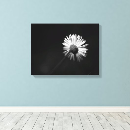 Verlegen witte daisy canvas print (Insitu (Houten vloer))