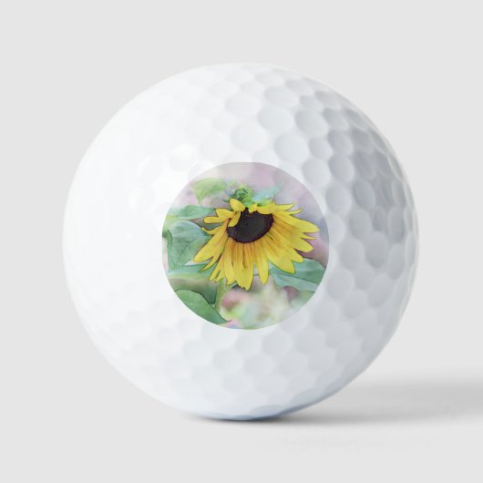 'Verlegen zonnebloem' Golfballen (Voorkant)