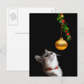 Verleid poesje kat kerst feestdagenkaart (Voorkant / Achterkant)