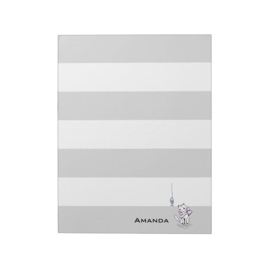 Verleid witte kat & vis notitieblok (Linkerzijde)