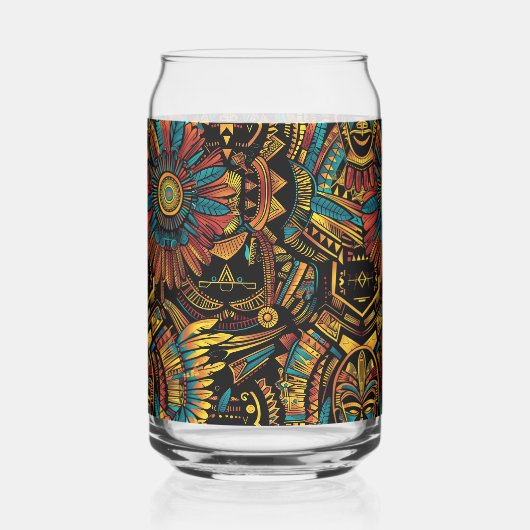 Verleidelijk Blauw "Aztec Dream" Gedrukt blik glas (Voorkant)