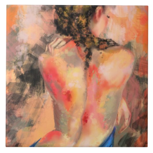 Verleidelijk damesklokkeramiektegel - Schilderen Tegeltje (Voorkant)