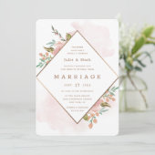 Verleidelijk Roos Bloemen Diamant Lijst Bruiloft Kaart (Staand voorkant)