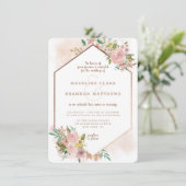 Verleidelijk Roos  Bloemen Hexagon Lijst Bruiloft Kaart (Staand voorkant)