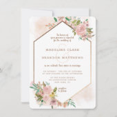 Verleidelijk Roos  Bloemen Hexagon Lijst Bruiloft Kaart (Voorkant)