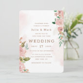 Verleidelijk Roos  Bloemen Waterverf Bruiloft Kaart (Staand voorkant)