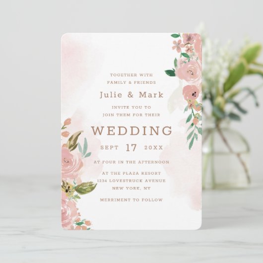 Verleidelijk Roos  Bloemen Waterverf Bruiloft Kaart (Staand voorkant)