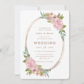 Verleidelijk Roos roze bloemige ovale bruiloft Kaart (Voorkant)