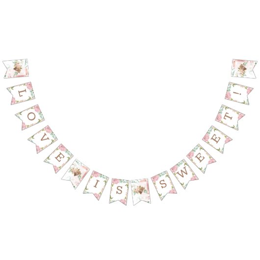 Verleidelijk Roos  Roze Monogram Liefde is Zoet Vlaggetjes (Alle)