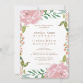 Verleidelijk Roos  Stoffig Roze Bloemen Bruiloft Kaart (Voorkant)