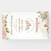 Verleidelijk Roos Stoffig Roze Bloemen Welkom Spandoek (Horizontaal)