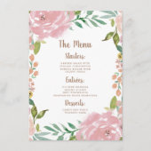 Verleidelijk Roos Stoffig Roze Bloemendiner Menu (Voorkant)