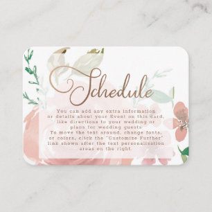 Verleidelijk Roos  Stoffig Roze Bruiloft Schema Informatiekaartje