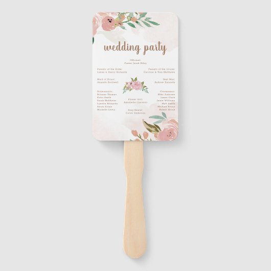 Verleidelijk Roos  Stoffig Roze Ceremonie Programm Handwaaier (Achterkant)