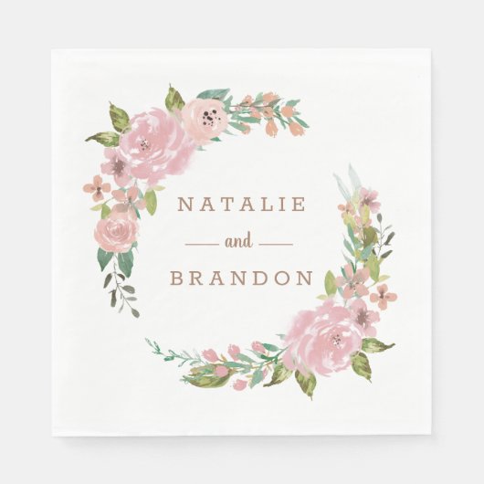 Verleidelijk Roos  Stoffig Roze Monogram Diner Servet (Voorkant)