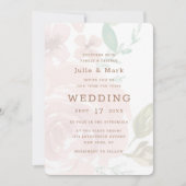 Verleidelijk Roos Zacht Roze Bloemen Bruiloft Kaart (Voorkant)