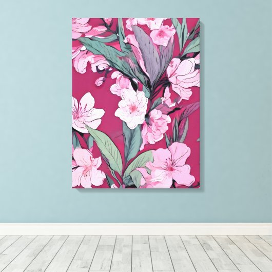 Verleidelijk roze bloemmotief canvas afdruk (Insitu (Houten vloer))