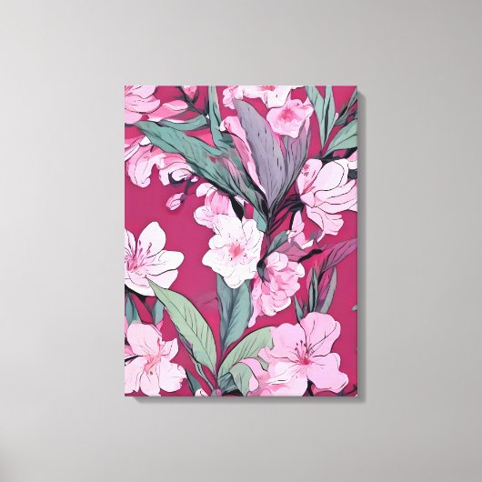 Verleidelijk roze bloemmotief canvas afdruk (Voorkant)