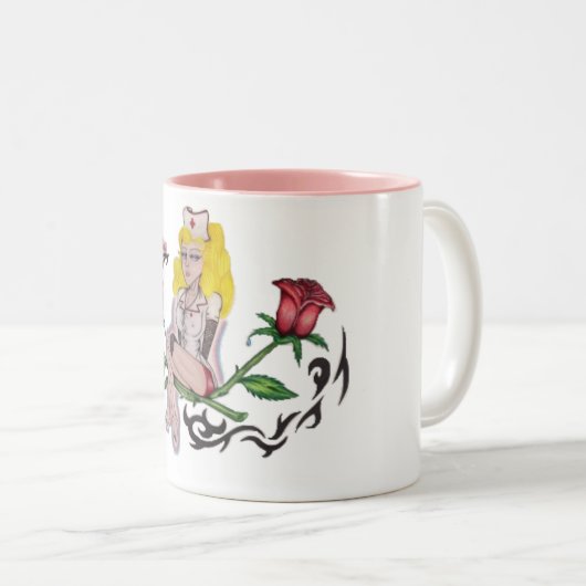 verleidelijk tweekleurige koffiemok (Voorkant rechts)