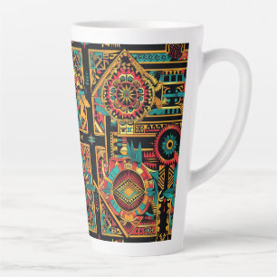 Verleidelijke Blue "Aztec Dream" Tall Latte Mok