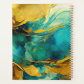 Verleidelijke Blues en Gouds Abstracte Print Planner (Achterkant)
