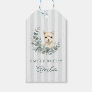 Verleidelijke Crème Waterverf Alpaca Verjaardag Cadeaulabel