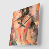 Verleidelijke dame - Abstracte kunstschilderkunst  Vierkante Klok (Hoek)