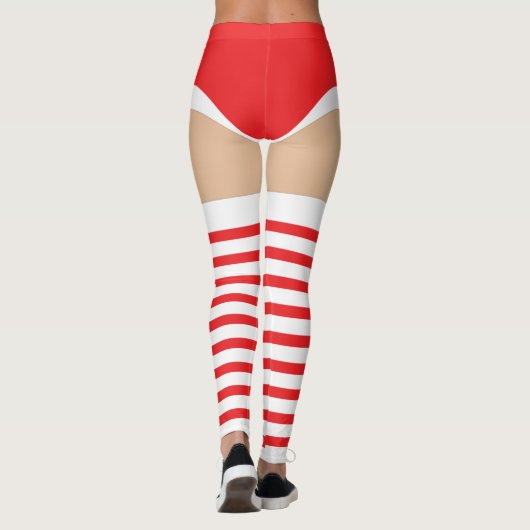 Verleidelijke gestreepte kerstkousen Leggings (Achterkant)