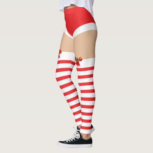Verleidelijke gestreepte kerstkousen Leggings (Links)