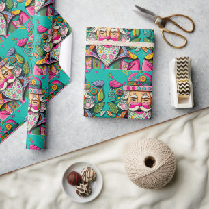 Verleidelijke Hippie Santa Cadeaupapier