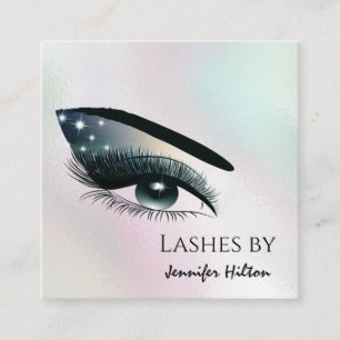 Verleidelijke holografische trendy wimpers make-up vierkante visitekaartje