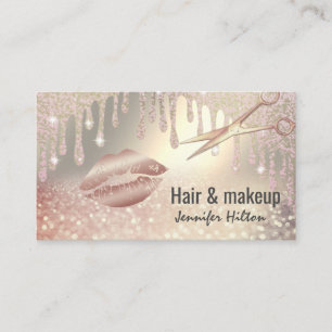 Verleidelijke luxe roos gouden glittery lippen sch visitekaartje