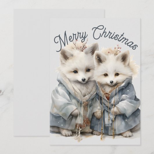 Verleidelijke Poolvos Kerstkaart (Voorkant / Achterkant)