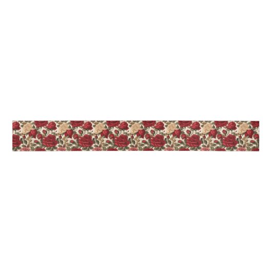 Verleidelijke rode & witte rozen - chique bloemenp grosgrain lint (Voorkant)