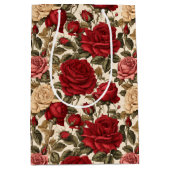 Verleidelijke rode & witte rozen - chique bloemenp medium cadeauzakje (Voorkant)