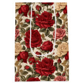 Verleidelijke rode & witte rozen - chique bloemenp medium cadeauzakje (Achterkant)