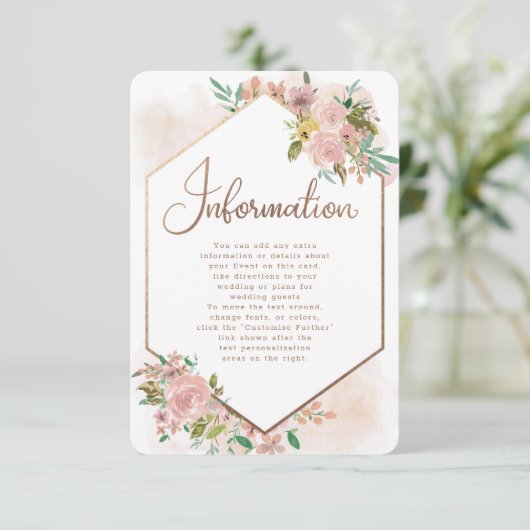 Verleidelijke Roos  Bloemen Bruiloft Informatie Informatiekaartje (Staand voorkant)